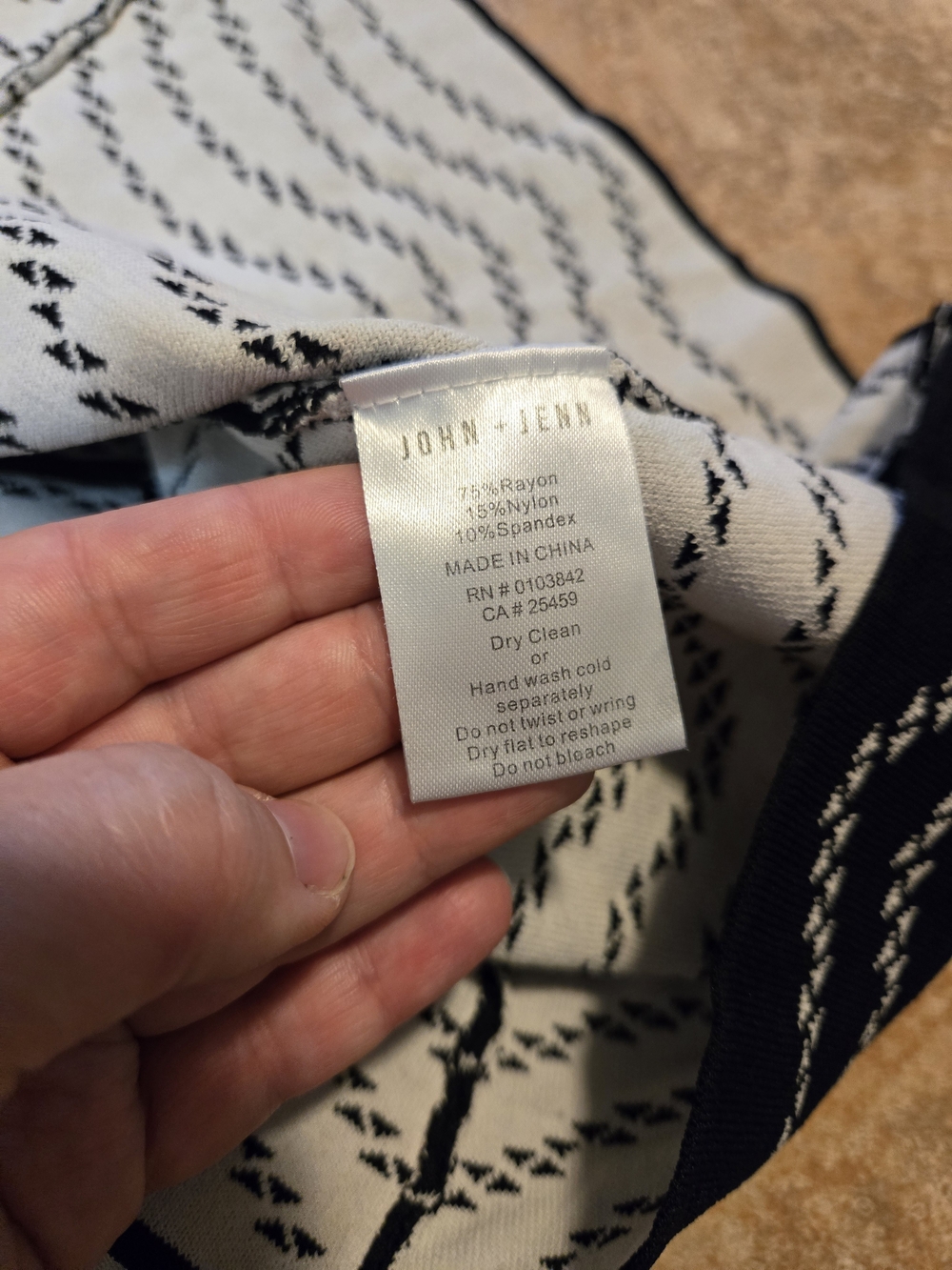 John + Jenn Black & White Wave-Trim Knit Mini Dress - Picture 6 of 8